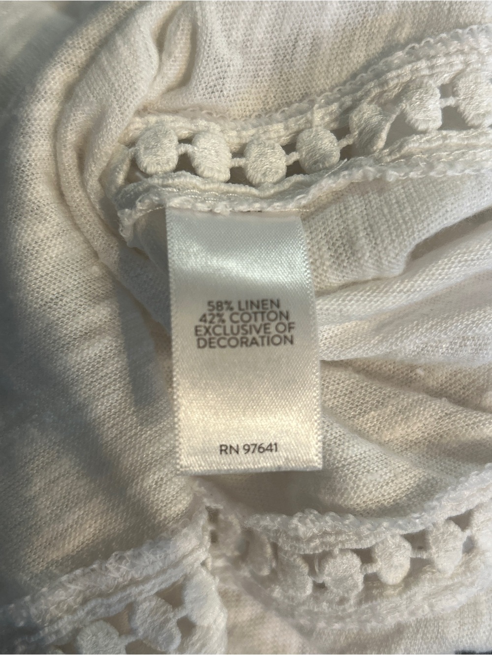 J. Jill White Linen Cotton Slub Crochet Trim Sharkbite Hem Top Size Large L - Picture 4 of 6